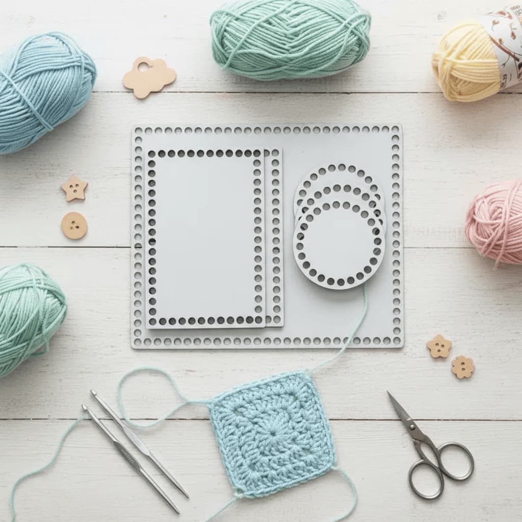 Kit 6 Peças Base Crochê MDF Para Kit Higiene Bebê Fio de Malha Artesanato Presentes