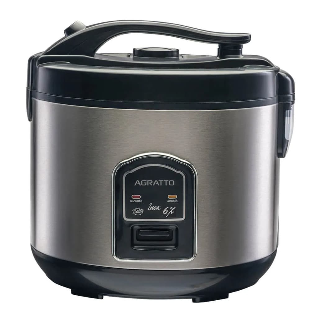 PANELA ELETRICA ARROZ COM VISOR DE VIDRO 6 XICARAS 220V INOX AGRATTO