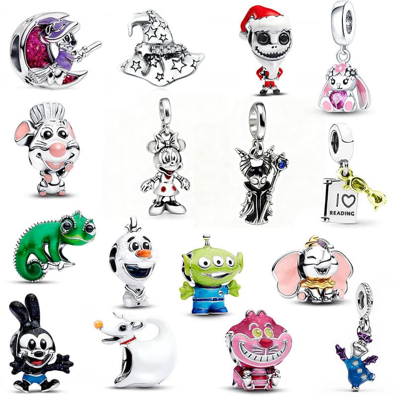 Berloques De Prata 925 Clássico Charme Dos Desenhos Animados Anime Pulseira Acessórios Colar DIY Jóias Criativas