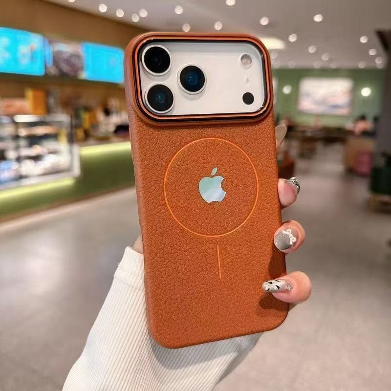 Capa protetora magnética com textura de couro de alta qualidade, adequada para iPhone 17, 16, 15, 14, 13, 12, 11 Pro Max