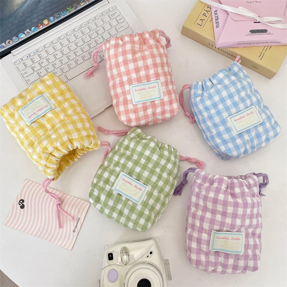 Bolsa para câmera xadrez acolchoada acolchoada/foto de viagem Polaroid capa protetora resistente a choques/estojo para c