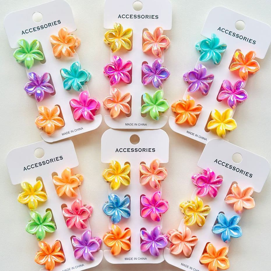 kit  6 /12/18/36  piranhas de cabelo coloridas pequenas com flores e vários estilos