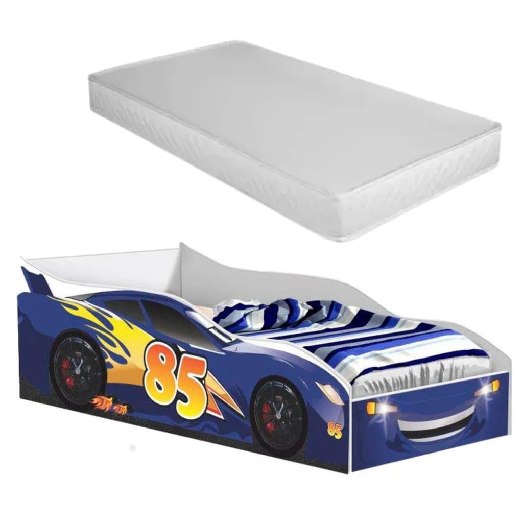 Mini Cama Montessoriana Com Colchão Infantil Carros Menino Quarto Criança Bebê