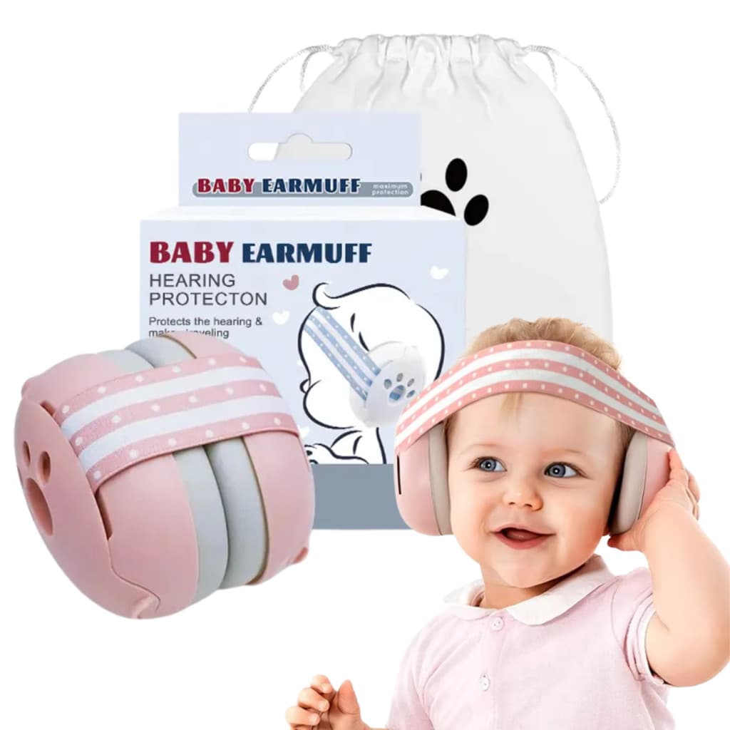 Fones de Bebês Anti-Ruído Alça Elástica Proteção Auditiva Segurança para Crianças