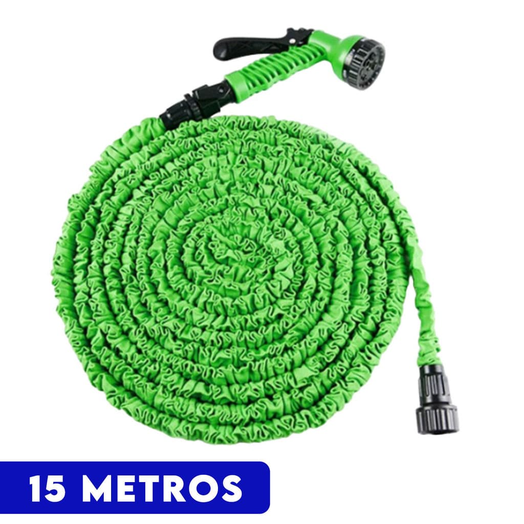 Mangueira Mágica Extensível 30m ou 15m com Gatilho 7 Jatos Engate Rápido Compacta Leve e Resistente
