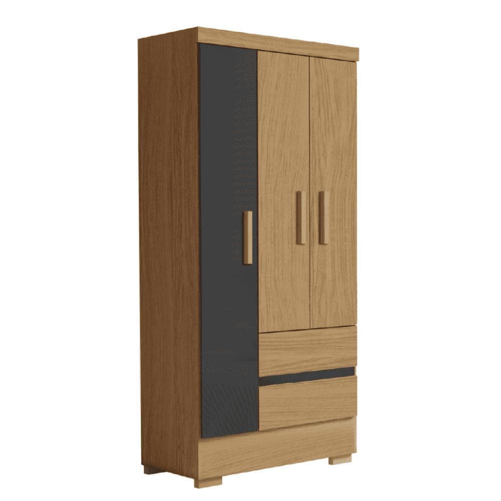 Guarda Roupas Solteiro 3 Portas 2 Gavetas Coimbra Atacama / Grafite Aramóveis