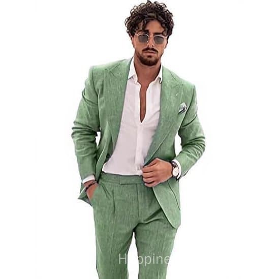 Envio em 24 horas Novo Terno de Linho Masculino Duas Peças Slim Fit Casamento Padrinho Terno Masculino Vestido de Praia