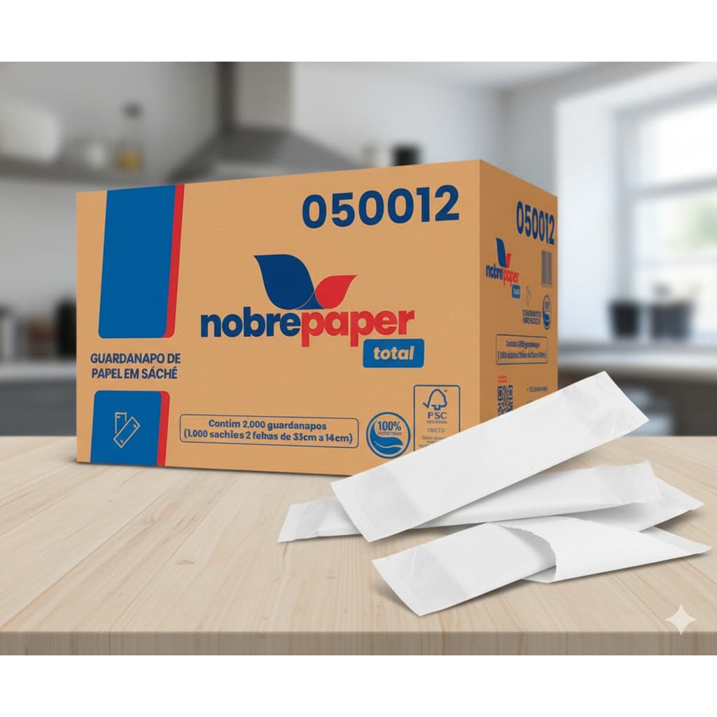 2000 Guardanapos 100% Celulose 1000 Sachês com 2 Folhas Cada Nobrepaper