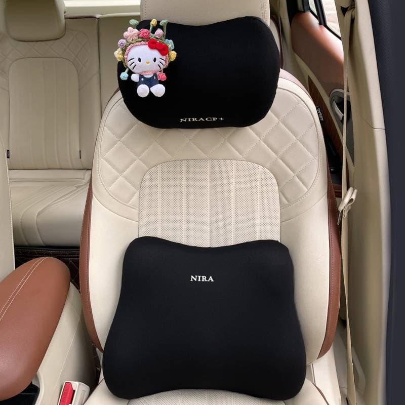 2026 New Cute Kitten Automotive Headrest Lumbar Support Pillow Car Seat Back Car Pillow Neck Pillow Memory Foam isAV