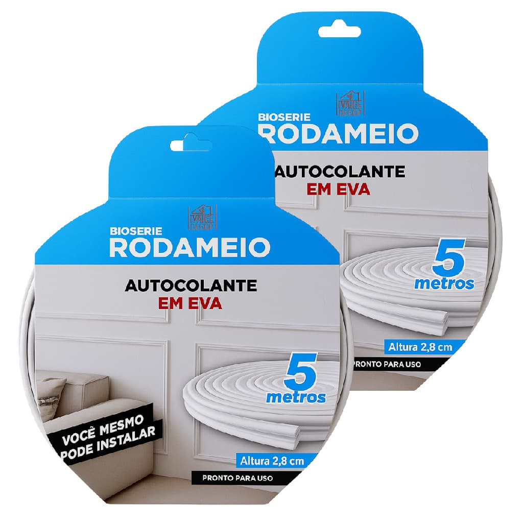 KIT 2 Roda Meio Autocolante Eva Flexivel 2,8cm De Altura Premium 2 unidades de 5 metros cada Make Decor