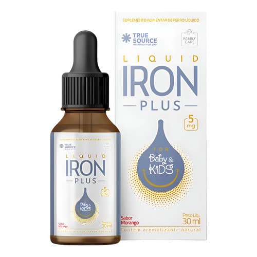 Iron Plus Liquido Baby & Kids Ferro True Source Sabor Morang Morango