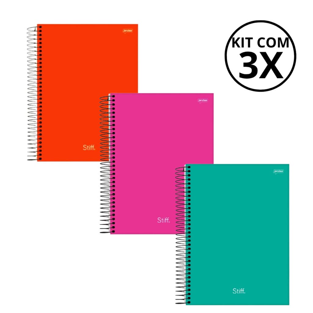 Kit Com 03 Cadernos 10 Matérias Unissex Stiff -Jandaia