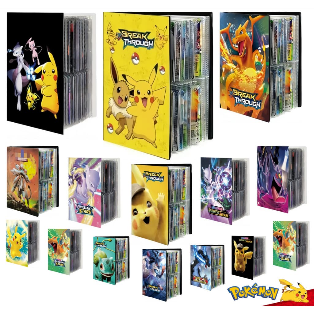 Álbum Pasta Oficial Pokémon - 240 Slots com 30 Folhas Pikachu Charizard Arceus
