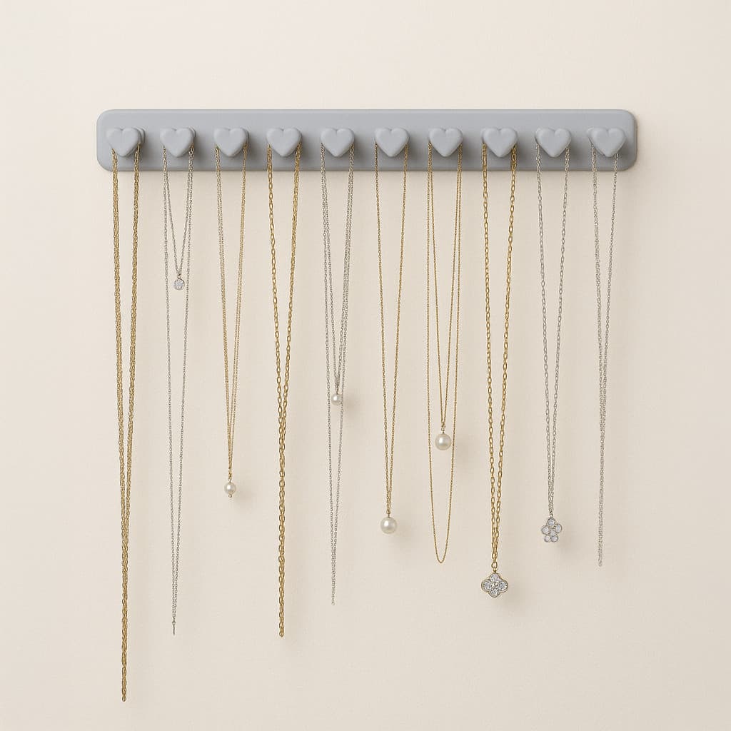 Organizador de Joias Coração Gancho Porta Bijuterias Colares Pulseiras Pendurar