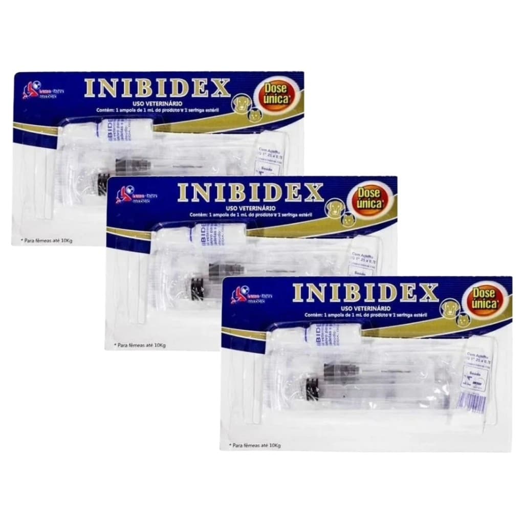 KIT Inibidex Inibidor De Cio Cadelas E Gatas 3 UN DOSE UNICA