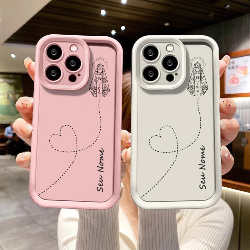 Capinha Capa Com personalizado Nossa Senhora Para iPhone 16 15 14 13 12 11 Pro Max 16 7 8 Plus Case silicone