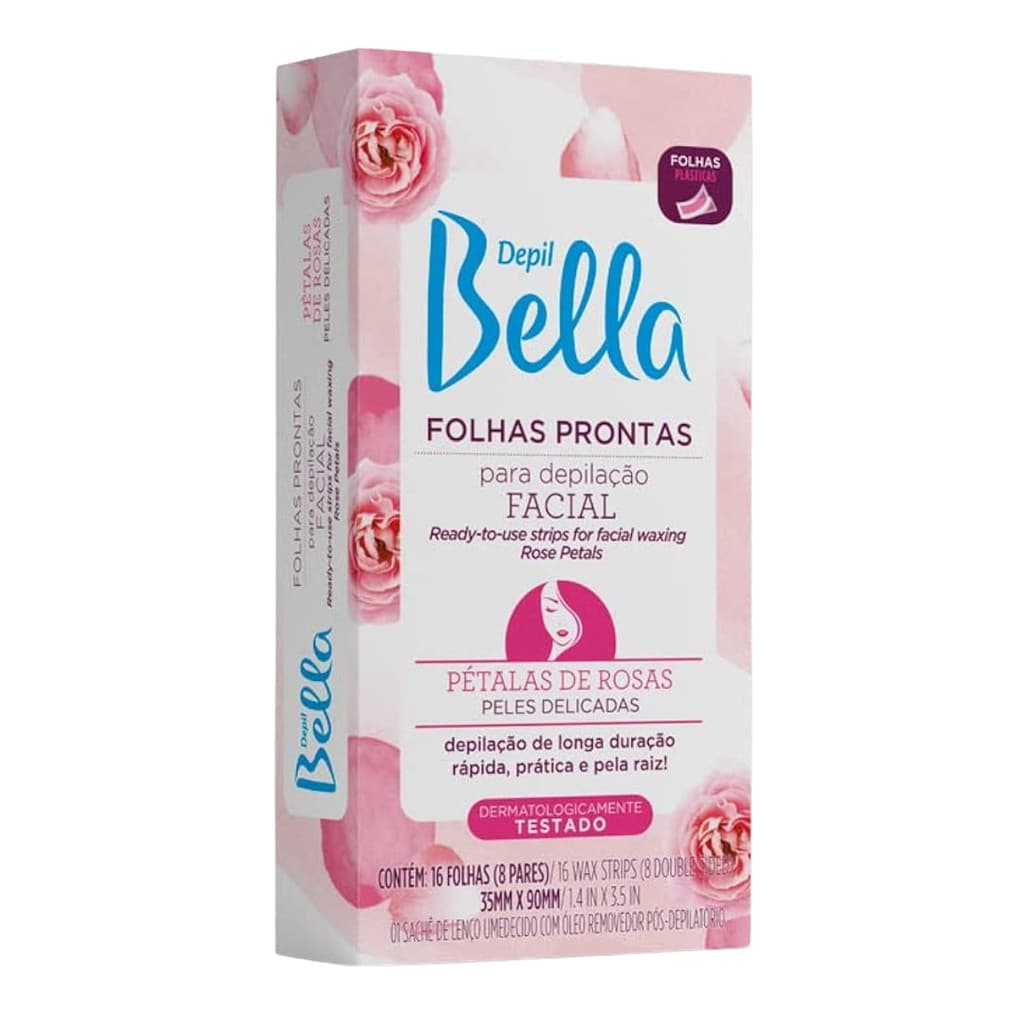 Folhas Prontas Depil Bella Depilação Facial Pétalas de Rosas 16 Folhas
