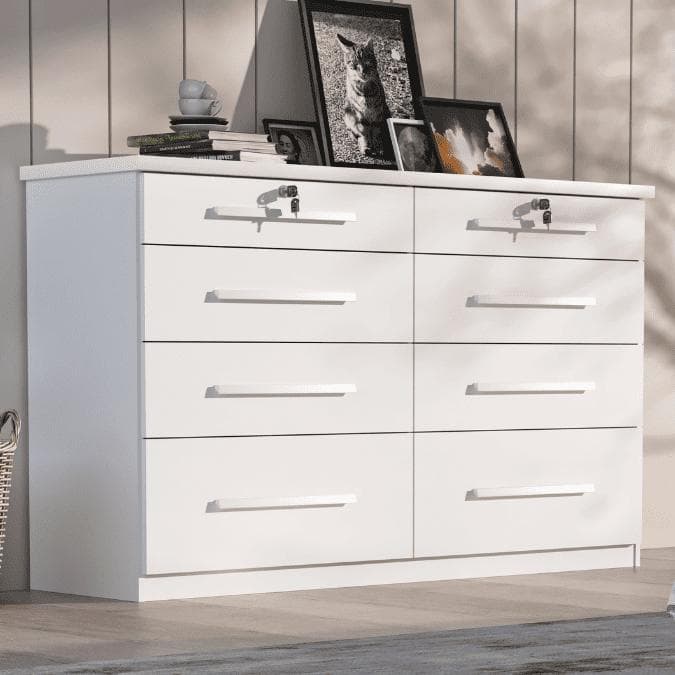 Comoda Monza 8 Gavetas com chaves suporta TV até 49"