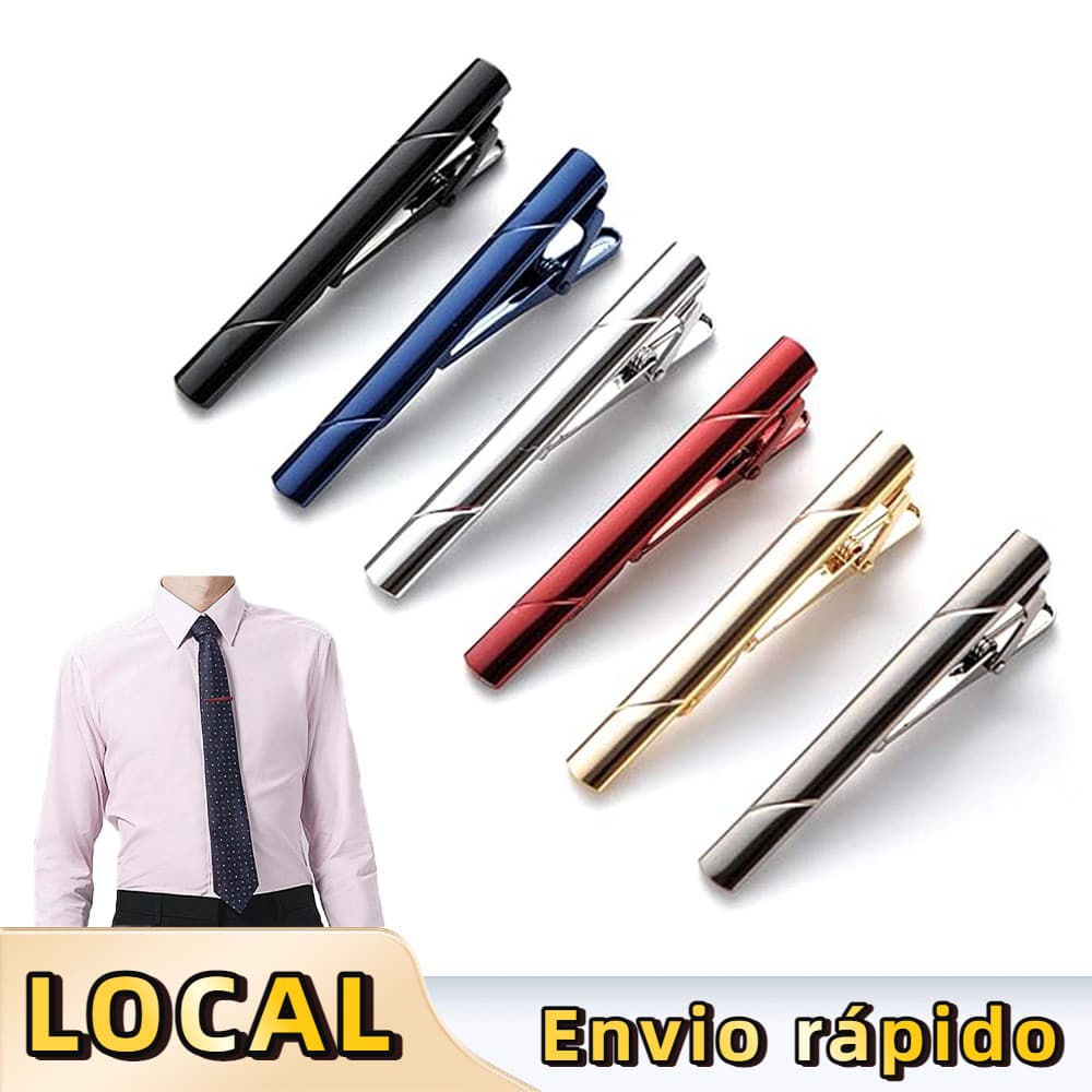 Kit 6 Grampos Prendedores De Gravata De Cobre (6 cores), Não Enferrujam, Modelo Frisos, Clipe de Gravata