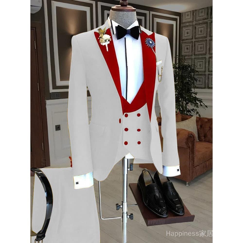 Envio em 24 Horas Conjunto de Terno de Três Peças Estilo Europeu e Americano para Homens Festa Reunião Negócios Terno Co