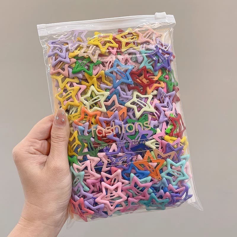 Kit 50 Peças Grampos De Cabelo Estrela Dopamina Cor Doce Para Mulheres Franja Lateral 025-062