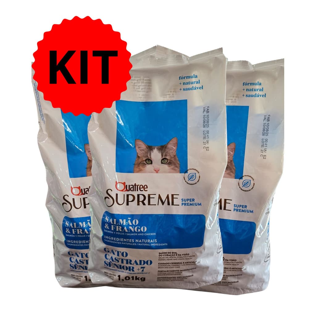 Kit Quatree Supreme Gato Senior 1kg 3 Pacotes