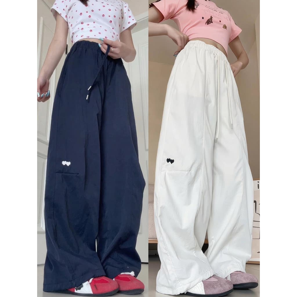 Branco bordado coração macacão feminino verão 2025 novo estilo outono cintura alta solto mais magro olhar de secagem ráp