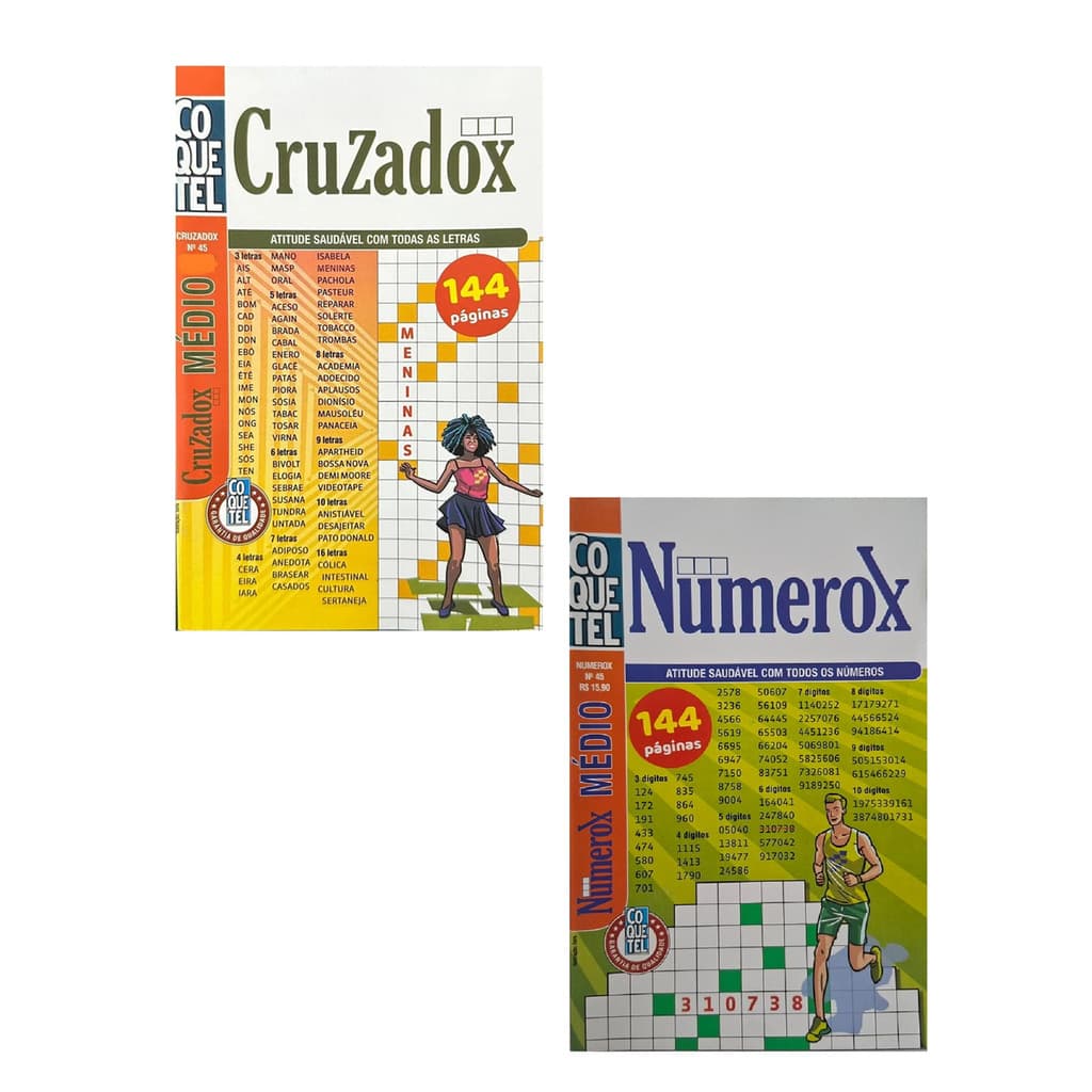 Kit 2 Livros Coquetel Cruzadox E Coquetel Numerox 144 páginas cada