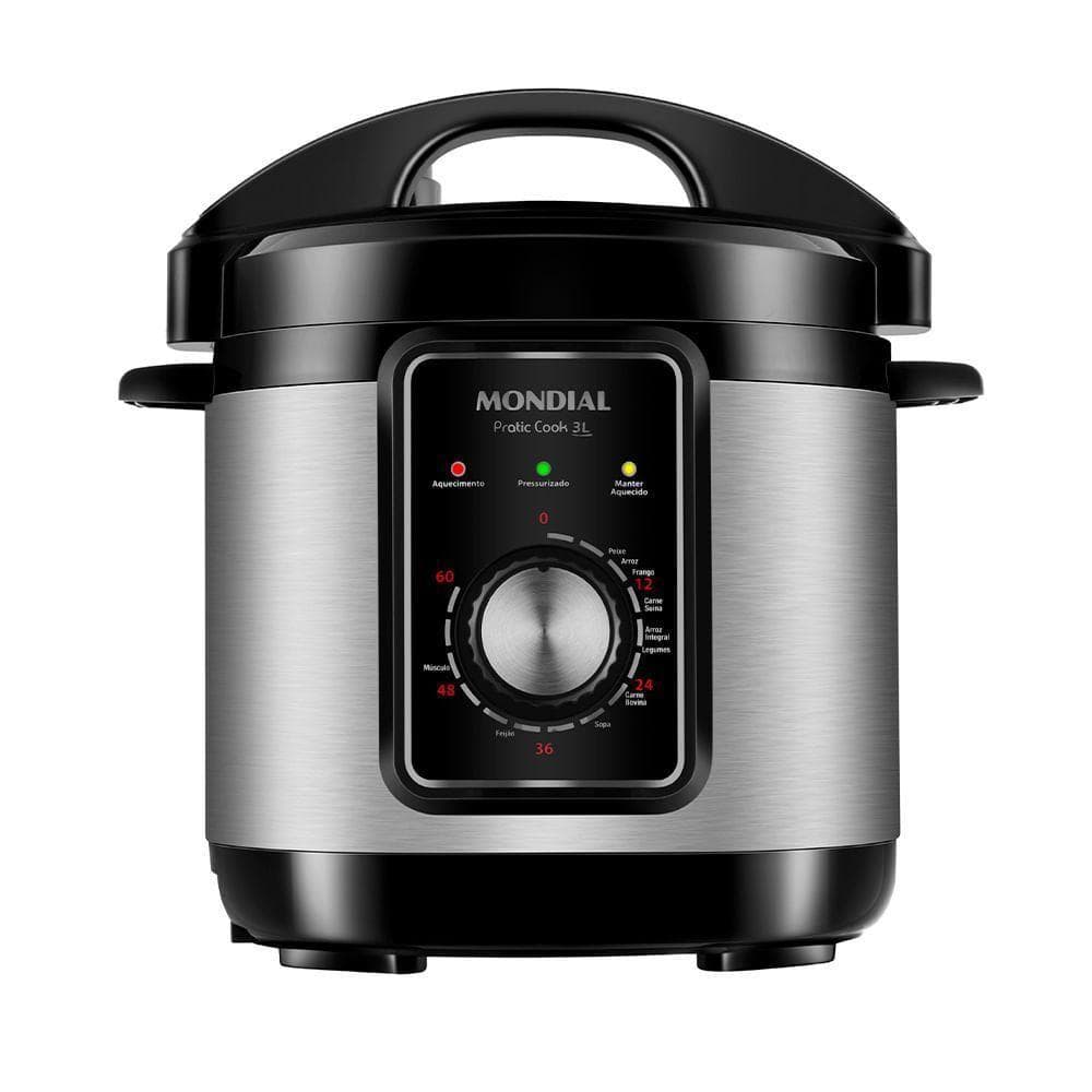 Panela De Pressão Elétrica Mondial Pratic Cook 3l Premium I Pe-47-3l-i Panela Elétrica De Pressão-220v-preto/inox