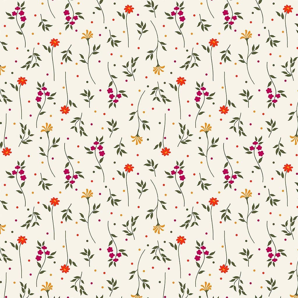 Tecido Tricoline Floral Primavera 2 - Fundo Creme - Peripan - 50 x 150 cm