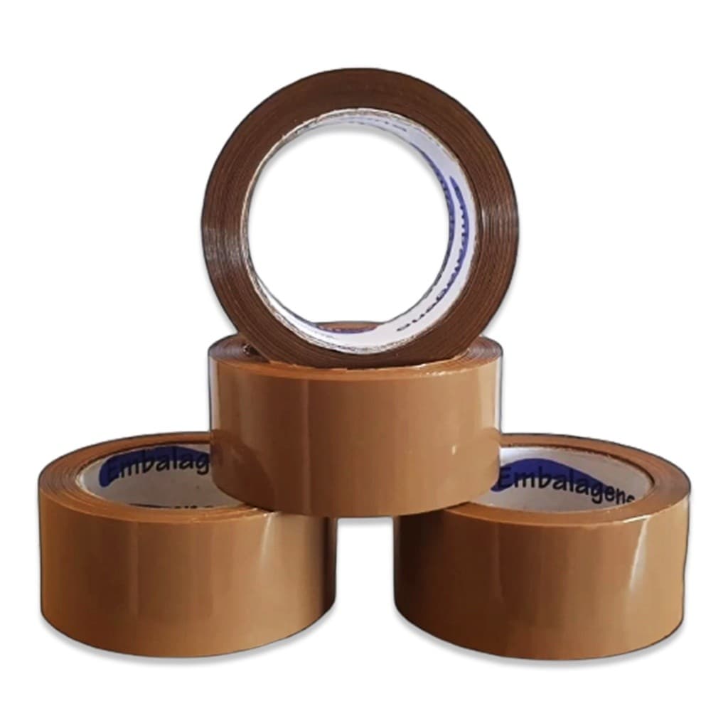 Kit com 10 Rolos Fita Adesiva Marrom 45x100m para Embalagem e Papelaria