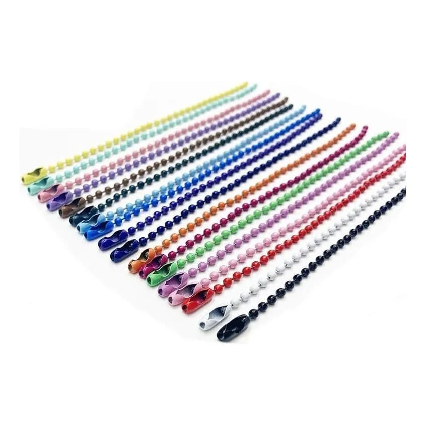 50-300 Corrente De Bolinha Com Canoa 10cm X 2,4mm Tag Chaveiro