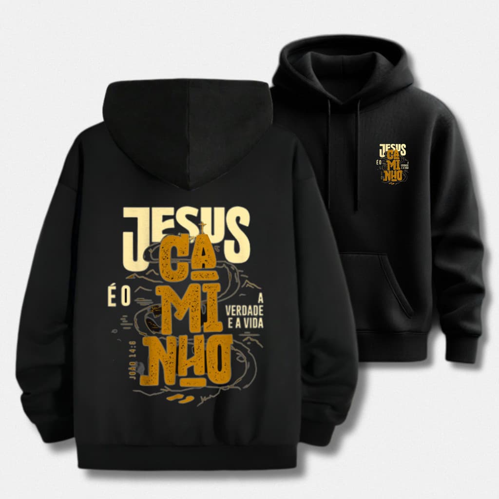 Blusa Moletom Canguru Jesus É O Caminho Estampado - BT520
