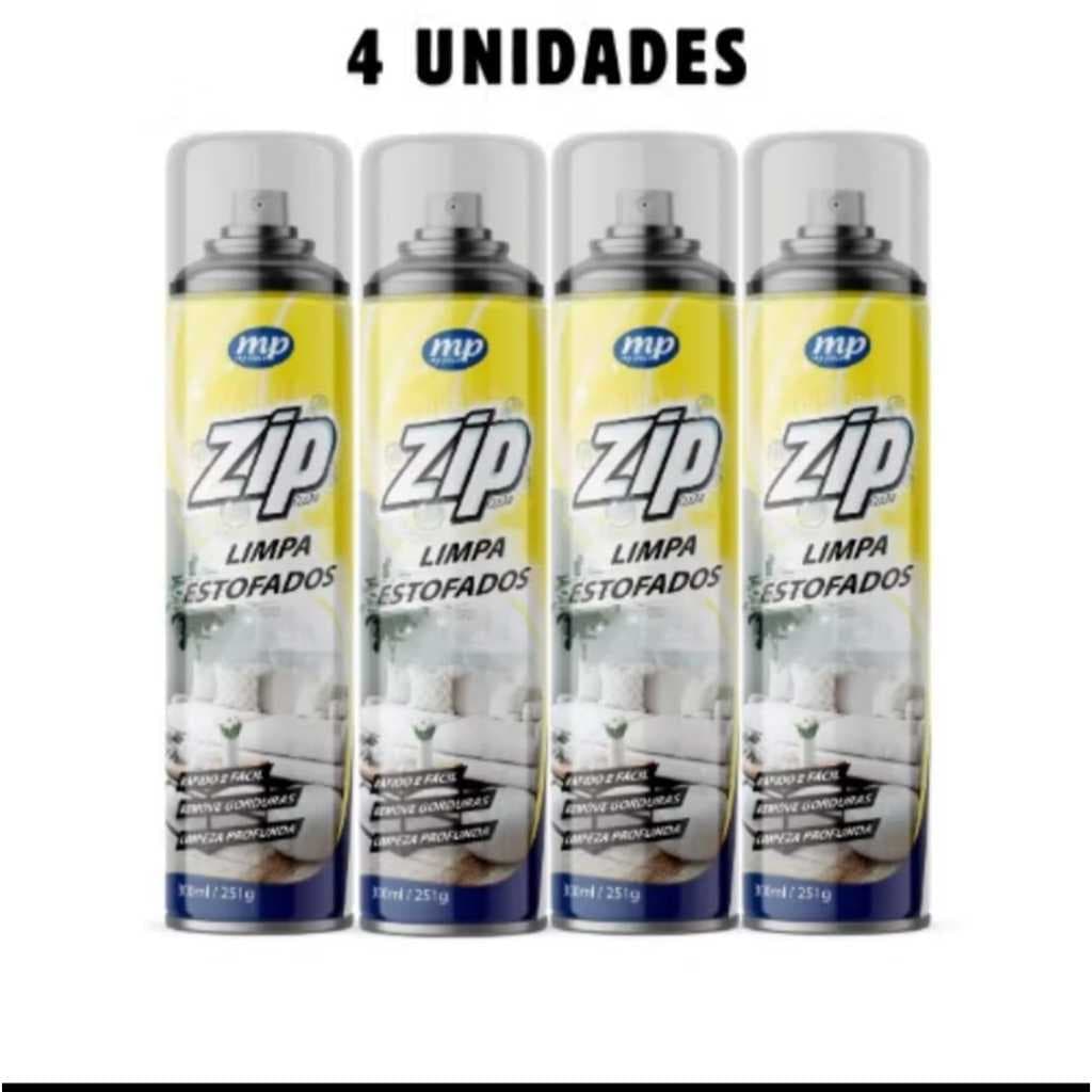 Kit Limpa Estofados Espuma Mágica Limpa a Seco Zip Clean Spray 300ml Kit 1 a 4 Uni.