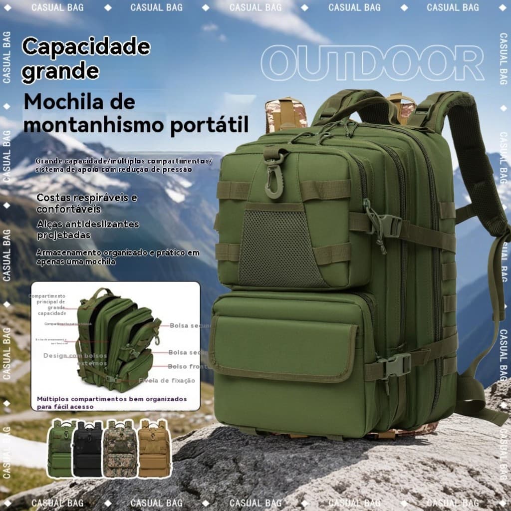 Mochila Tática Camping Militar 45l Resistente A Água Viagem de Viagem e Montanhismo Yobel