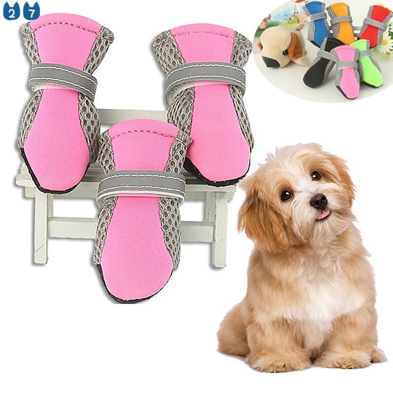 (27Pets) 4pçs Sapatos De Malha Respirável Para Animais De Estimação / Cachorros Mágicos / Leves