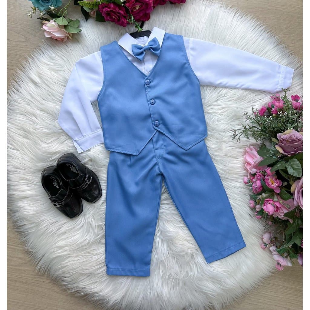 Conjunto Social Colete Pajem Social Leonardo Colete Azul Serenity Casamento Festa Aniversário