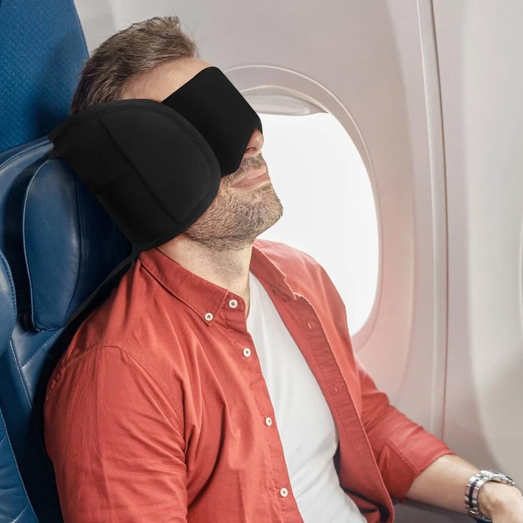 Almofada Cabeça + Máscara De Olho 100 % Blackout Adulto Infantil Viagem Segurança Ajustável