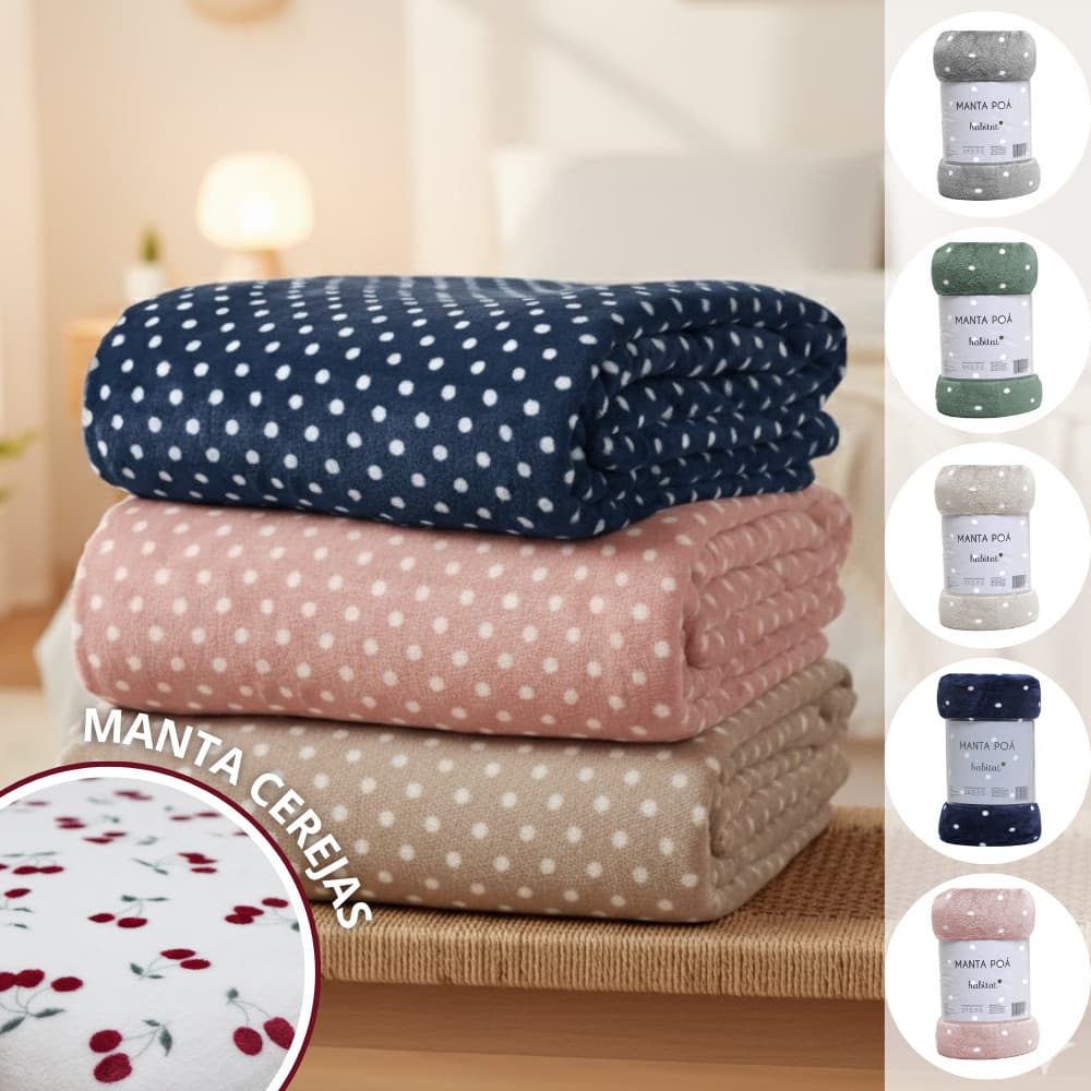 Manta Cobertor Microfibra Casal Queen King Quentinha Antialérgico Poá Habitat