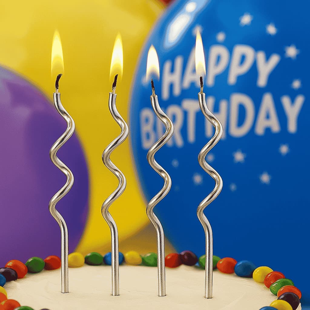 Vela Espiral Metalizada Silver Festas – Kit 4 ~ 12 Unidades • Festas e Bolos • Diversas Cores