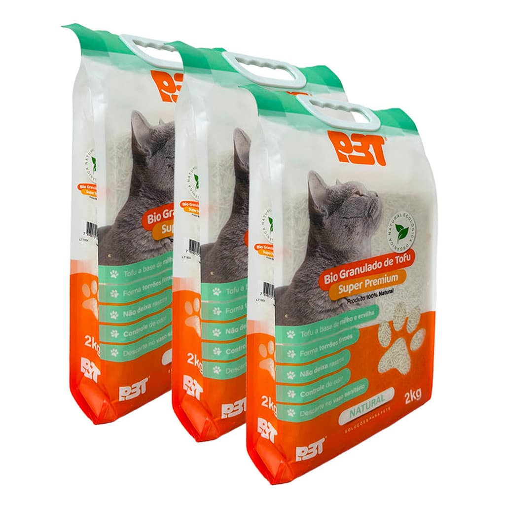 3UN Granulado Biodegradável Tofu Areia Gato 6kg NATURAL P3T