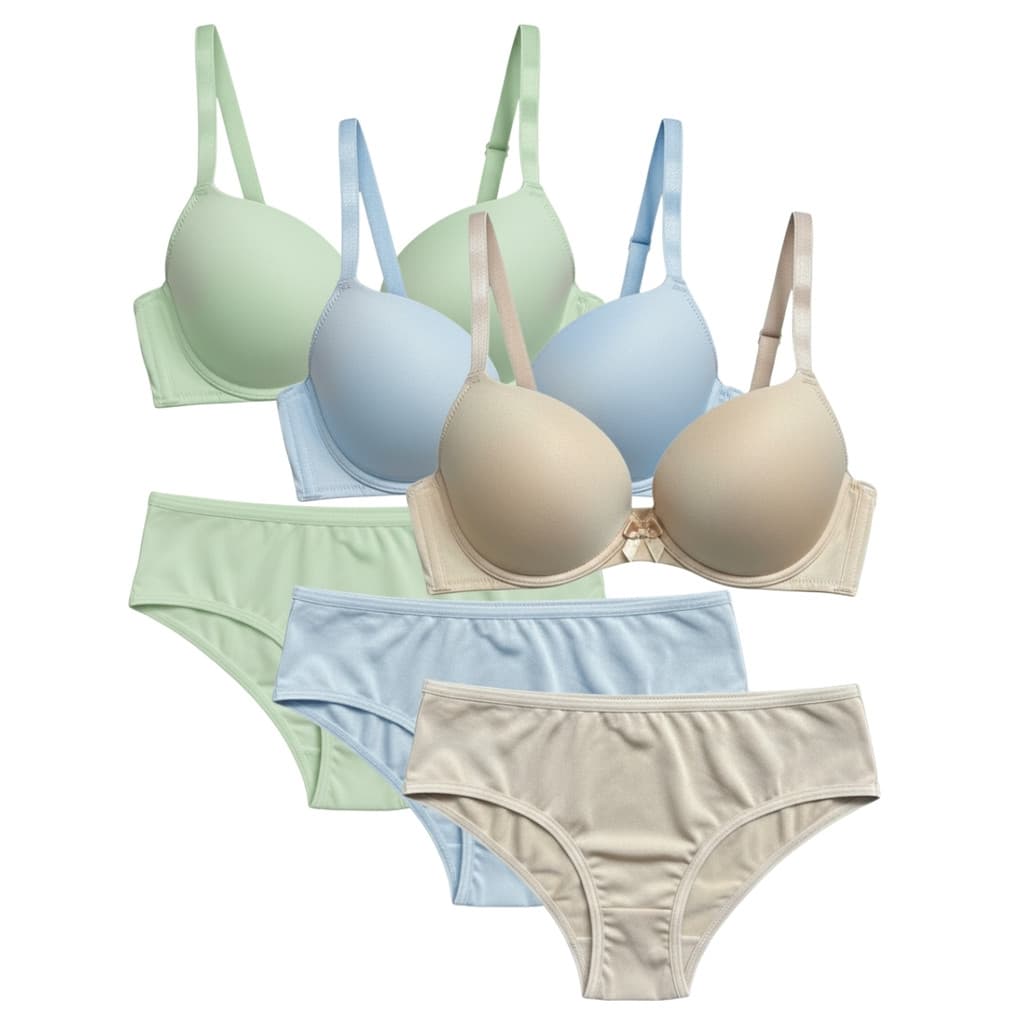 Kit 3 Conjunto Sutiã e Calcinha Juvenil Menina Moça Sutiã Com Bojo Confortável Algodão