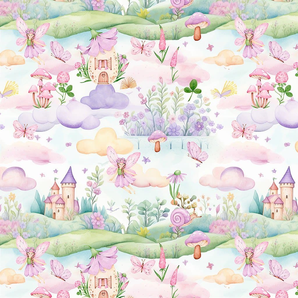 Tecido Tricoline Mundo Encantado (Fadas e Borboletas)  - Coleção Handmade - Peripan - 50 x 150 cm