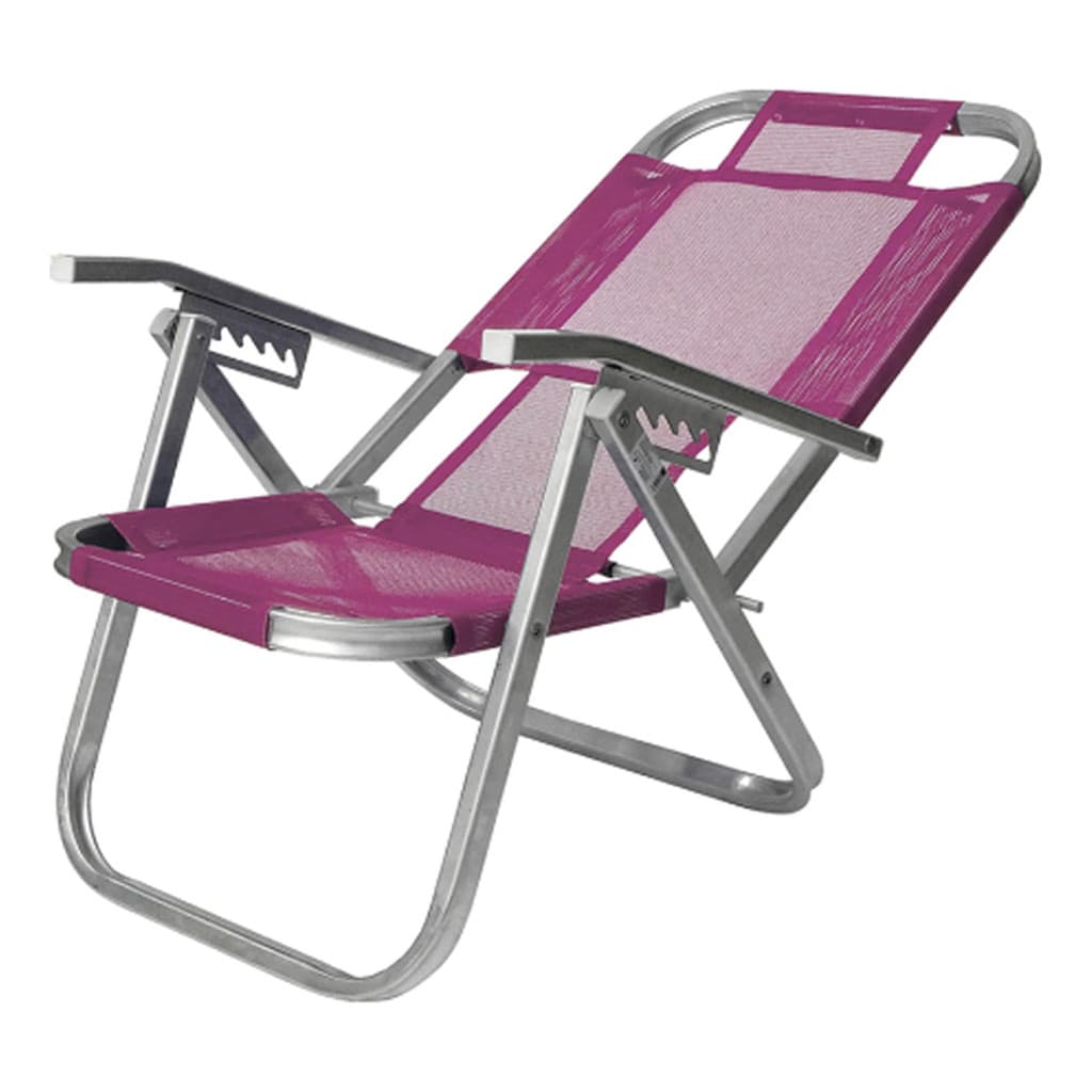 Cadeira De Praia Reclinável Alta Ipanema Rosa Cad0684 Botafo