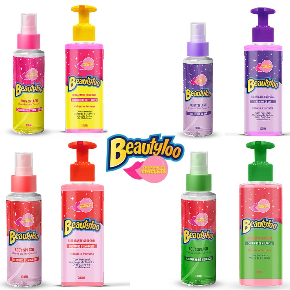 Kit Body Splash e Hidratante Corporal Cheirinho De Chiclete Beautyloo Face Beautiful 100ml