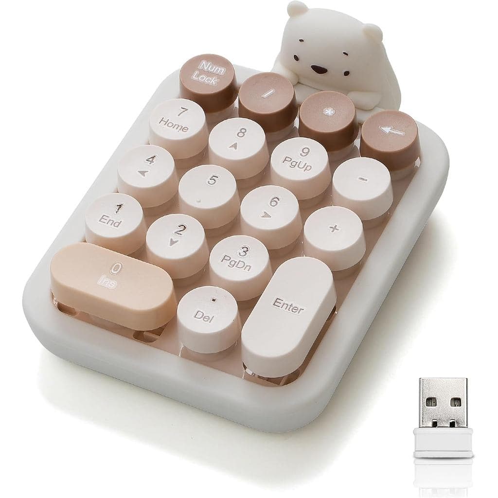 Lindo teclado numérico sem fio com urso de silicone, redondas coloridas, conexão USB 2,4G
