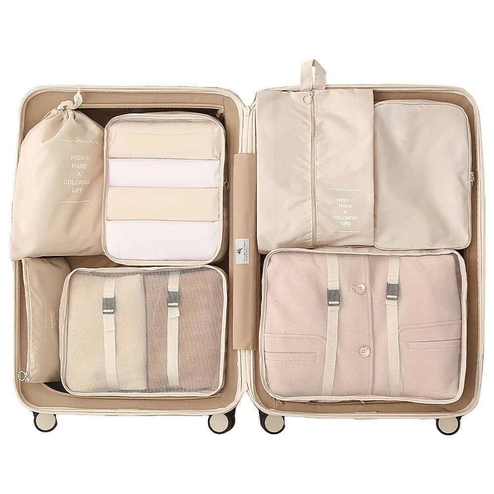 Conjunto De 7 Peças Organizador De Viagem:Necessaire Digital,Bolsas Para Cosméticos E Roupas,Sacos Para Sapatos