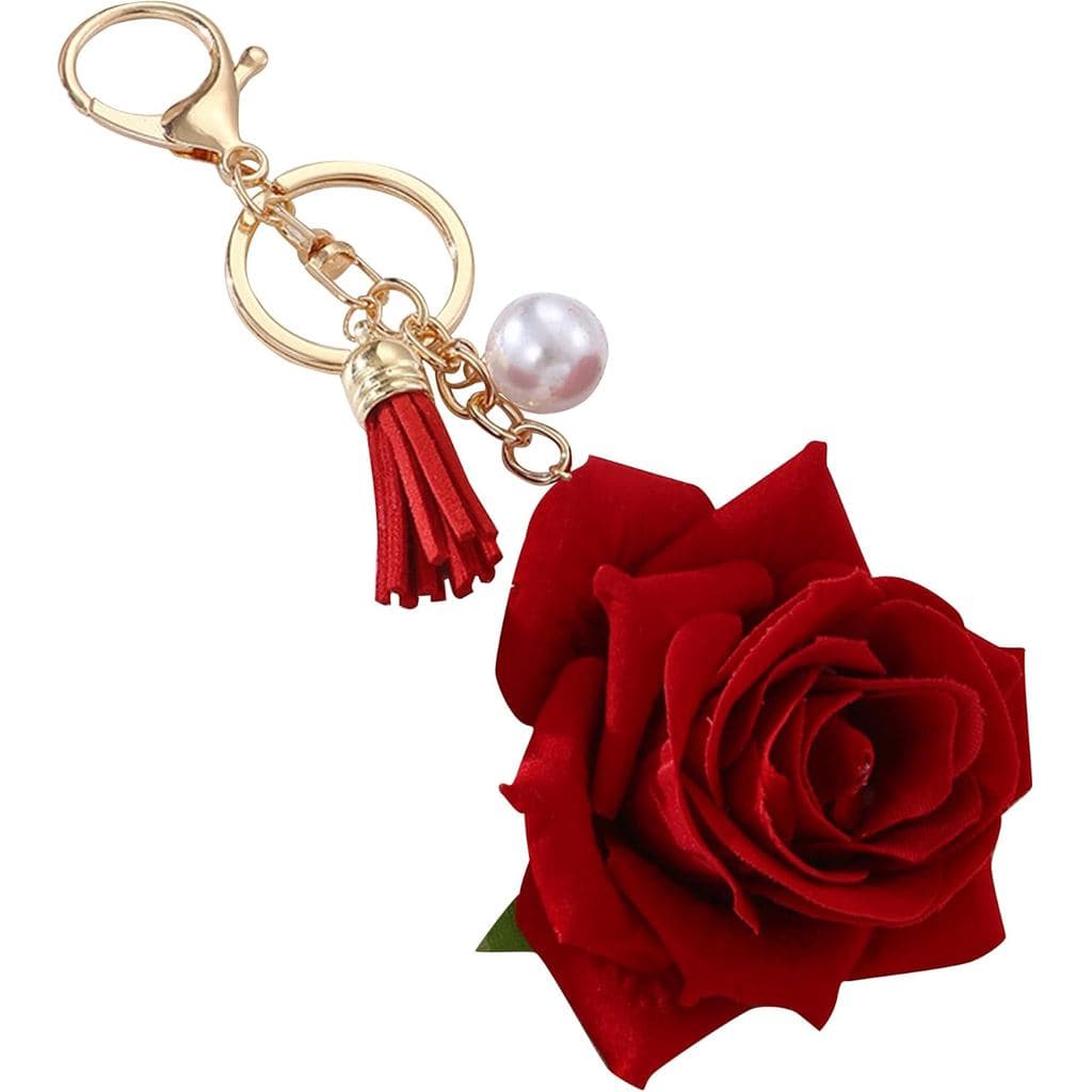 Bonito Rosa Flor Chaveiro Moda Saco Encantos Bolsa Acessórios Aniversário Natal Presentes Do Dia Dos Namorados Para Mulh