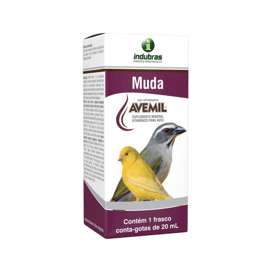 Avemil Muda 20ml Suplemento Vitamínico Para Pássaros e Aves