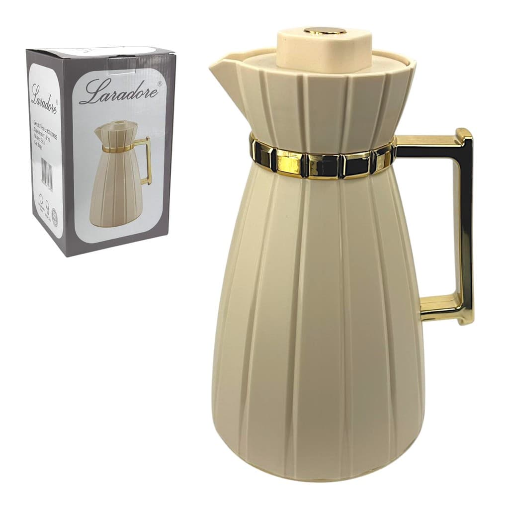 Garrafa Térmica de Café Laradore Bela - Bege e Dourada 1L